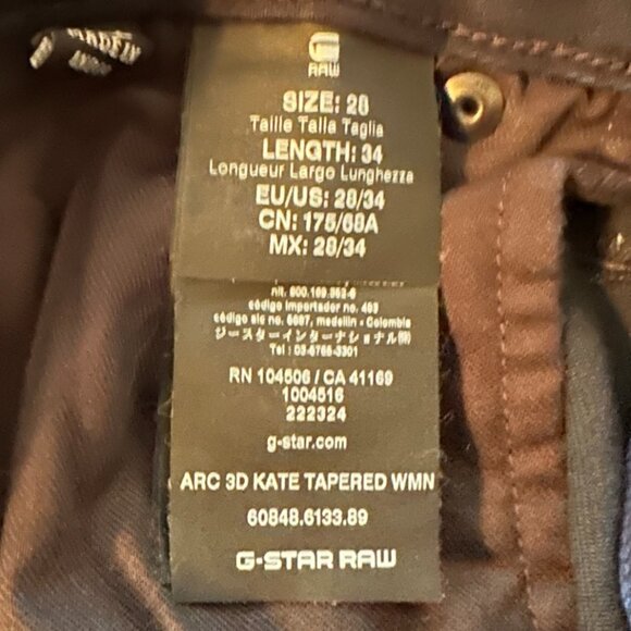 GStar Raw Arc 3D Kate Tapered Dark Wash Size 28 - Picture 4 of 4